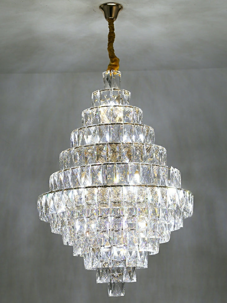 Extra Large Foyer Pure Crystal Ceiling Light Fixture Living Room Entrance Staircase Chandelier