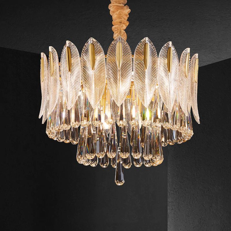 Fanci Flake 2-Tier Brass Crystal Chandelier