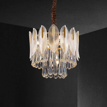 Fanci Flake 2-Tier Brass Crystal Chandelier