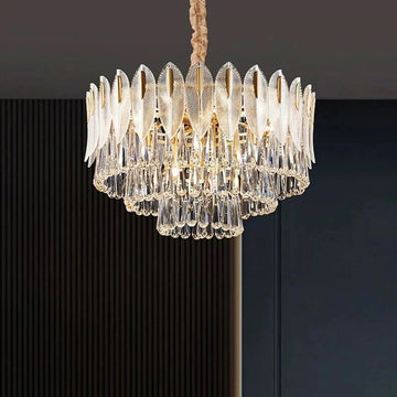 Fanci Flake 3-Tier Brass Crystal Chandelier