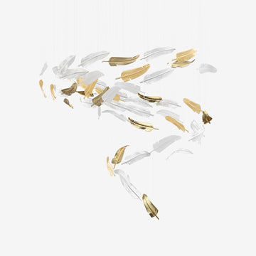 Glass Feathers Chandelier, Airy Customisable Chandelier For Lobby,Hallway,Staircase