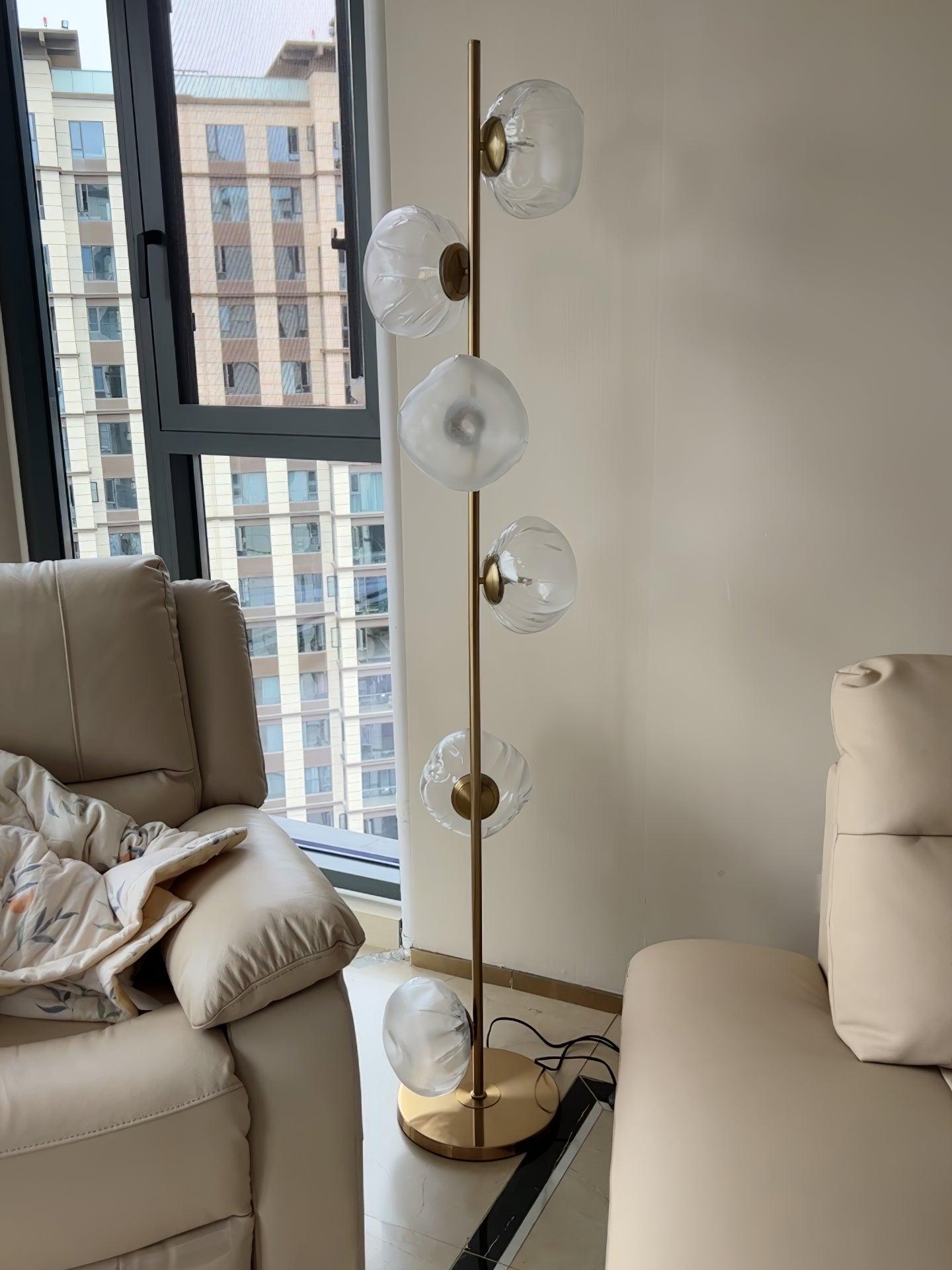 Glass_Petals_Floor_Lamp_in living room