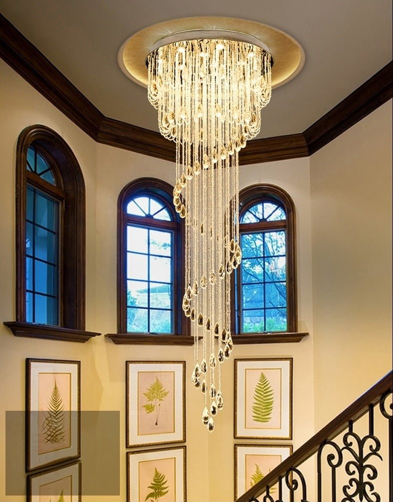 fancilighting Double Spiral Staircase Crystal Chandelier for Loft, Restaurant, Hotel, Hall, Stairwell image | luxury furniture