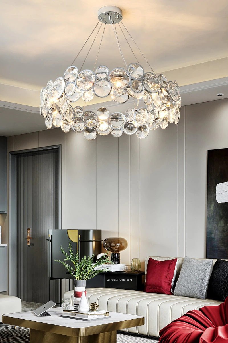 fancilighting Chrome round crystal light for living room, bedroom, dining room