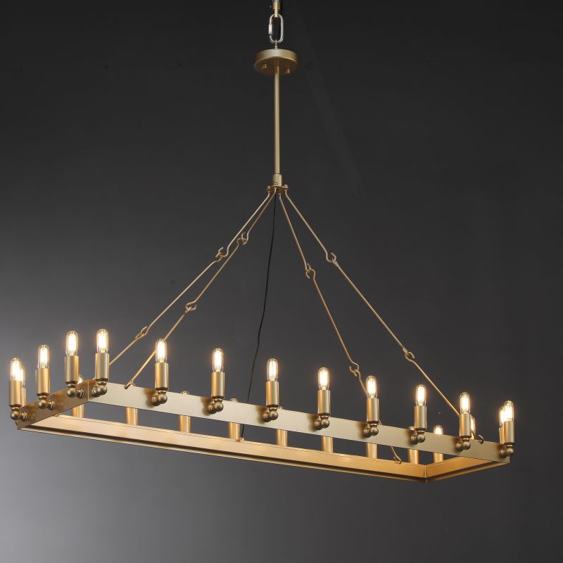 Dania Vintage Filament Linear Chandelier, Classic Retangular Chandelier Lighting Fixture