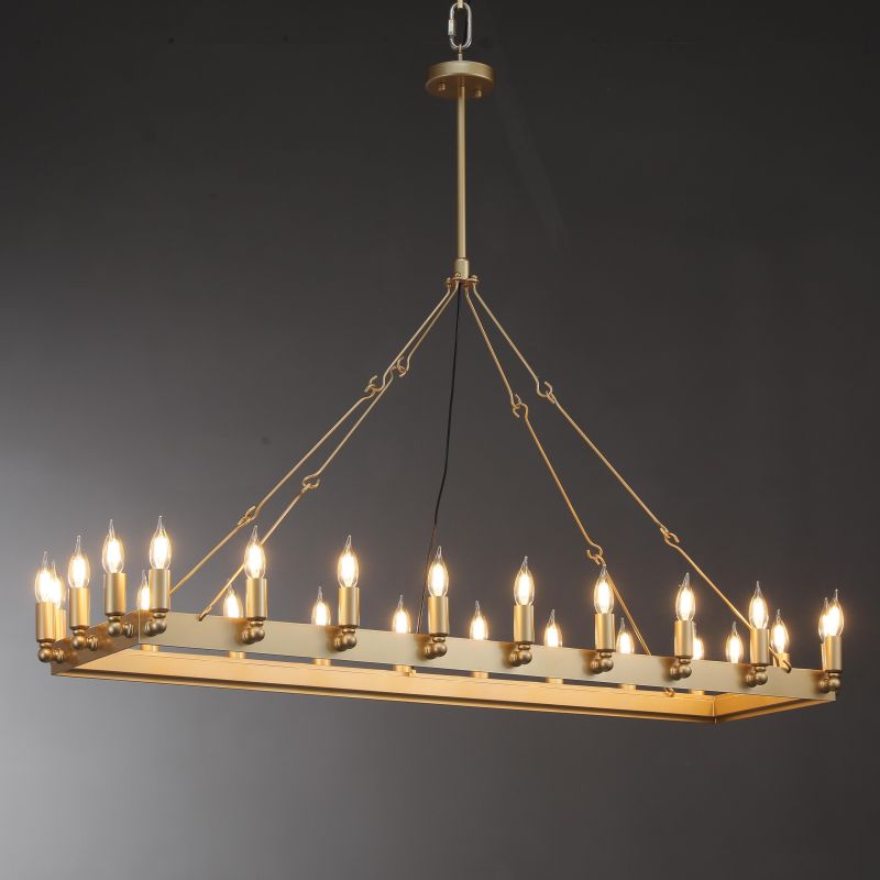 Dania Vintage Filament Linear Chandelier, Classic Retangular Chandelier Lighting Fixture