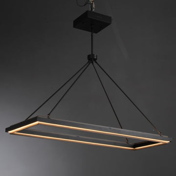 Hazel Metal Retangular Chandelier, Modern Black Pendant Chandelier