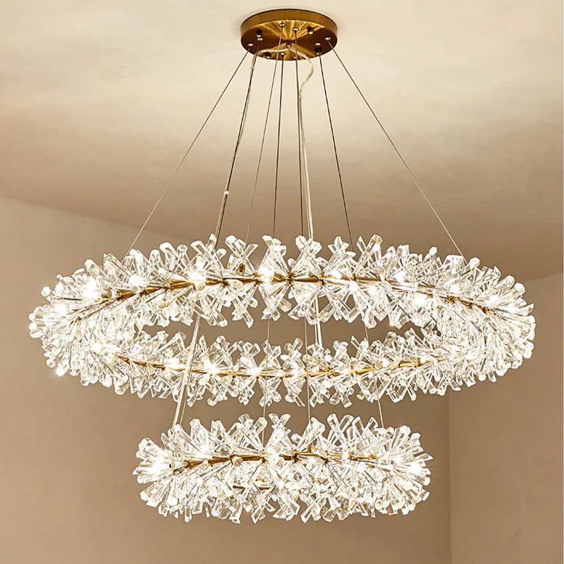 Fanci Isabel 2-Tier Ring Metal Crystal Chandelier