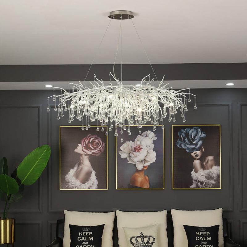 Lorna Modern Raindrop Tree Branch Crystal Chandelier 47.5" L