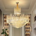 Luxury Hotel Hallway Ceiling Lighting Fixture Tiered Round Crystal Chandelier D31.5
