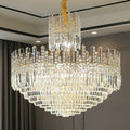 Luxury Hotel Hallway Ceiling Lighting Fixture Tiered Round Crystal Chandelier D47.2
