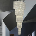 Extra Large Foyer Vertical Fabulous Layers Crystal Chandelier Chrome Ceiling Lighting Fixture For Staircase Entryway Decor