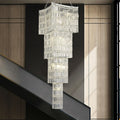 Extra Large Foyer Vertical Layers Crystal Chandelier Chrome Ceiling Lighting Fixture For Staircase Entryway Decor