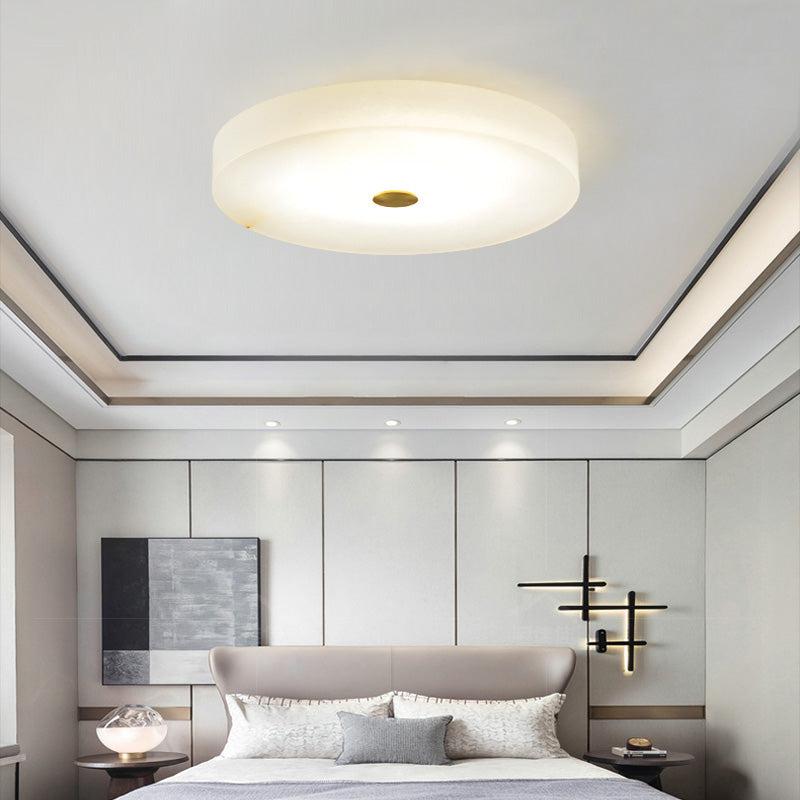 Alabaster Flush Mounted Round Led Chandelier