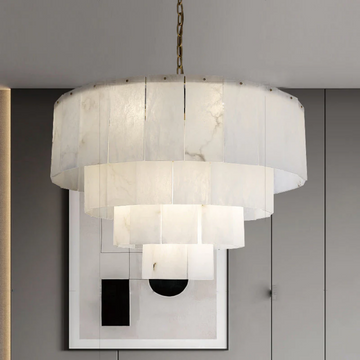 Alabaster Modern Multi-Layer Round Chandelier 31"