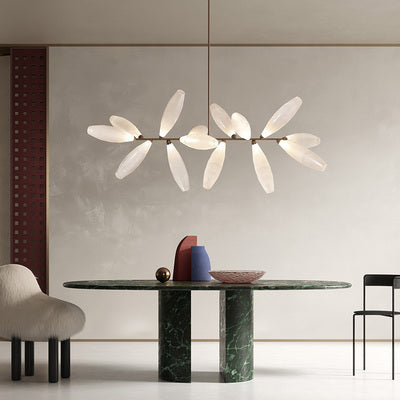 linear, rice-shaped, shining, chandelier, pendants , living room., dining room, iron, minimalist,