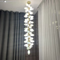 Nordic Art Long Magnolia alba Glass Ceiling Chandelier for Staircase/Hallway/Entryway Light Fixture, designer, creative, craftsmanship, art