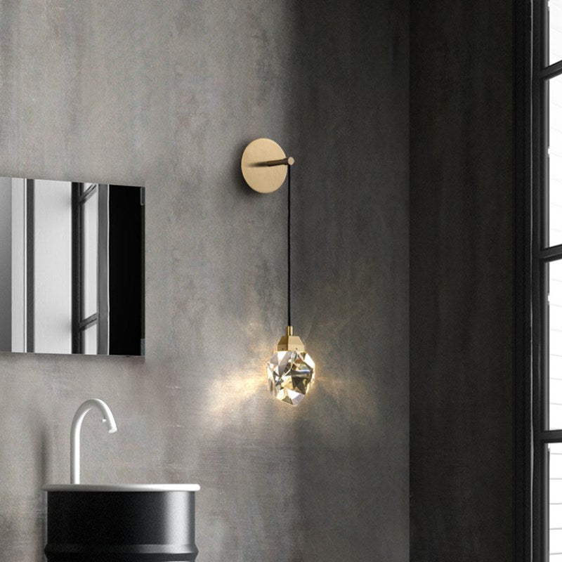 Mamie Modern Faceted Crystal Wall Sconce For Bedroom Wall Sconce J-CHANDELIER