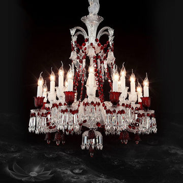 Red Crystal Classic Chandelier 16 Lights - Ineffable Lighting