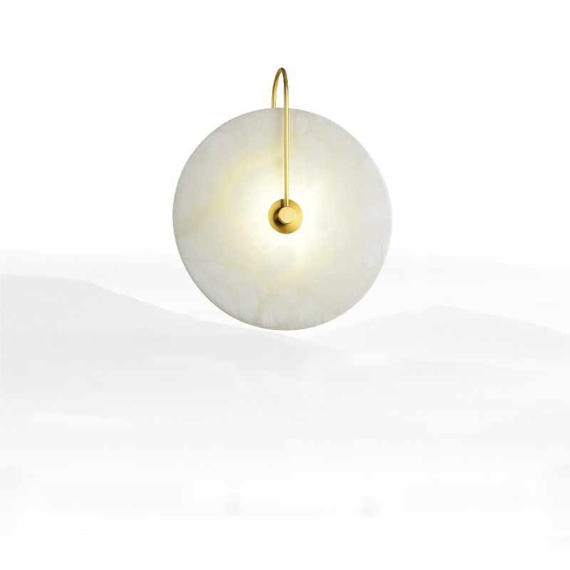 Fanci Alabaster Round Bedroom Bedside Wall Sconce