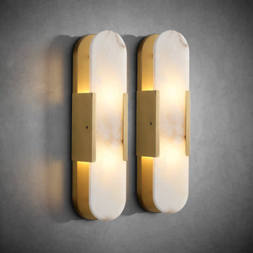 Wall Sconces Set of 2, Alabaster Wall Light, 19.7'' Indoor Vanity Light Fixtures for Bathroom