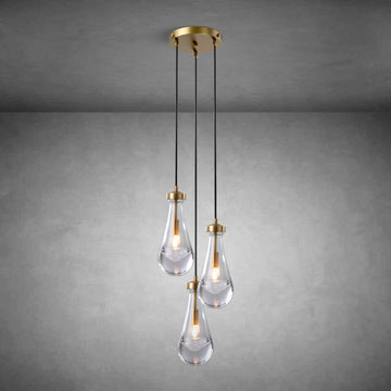 3-Light Raindrop-Shaped Circular Pendant Lamp