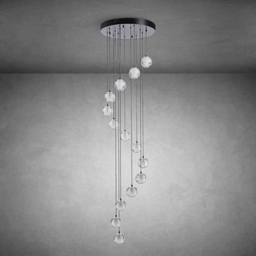 Black chandelier-14-Lights Staircase Chandelier for Living Room Hight Ceiling Foyer Pendant Lighting