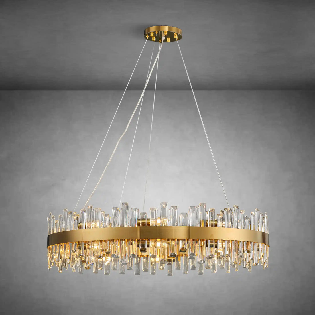 Modern Gold 2-Tier Crystal Chandelier 39.4 Inch