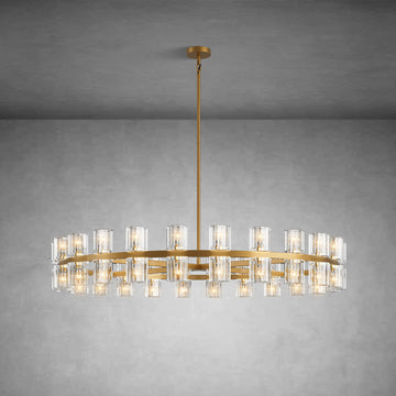 48" Round Brass Crystal Chandelier