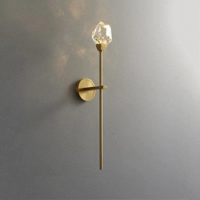 Zora Faceted Crystal Wall Sconce Using Long Rod - Ineffable Lighting