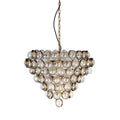 Aged Brass and Textured Glass Bouquet Style Large Chandelier