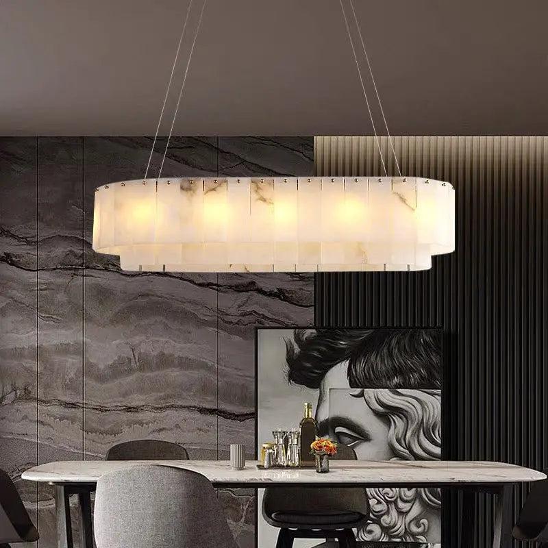 Alabaster Dining Room Round Chandelier Lighting