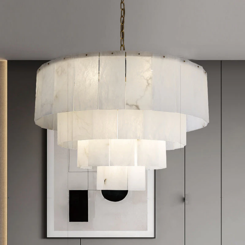 Alabaster Lorry Modern Multi-Layer Round Chandelier 31"36"