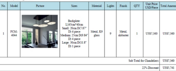 Alabaster Pendant Quotation for Tamara