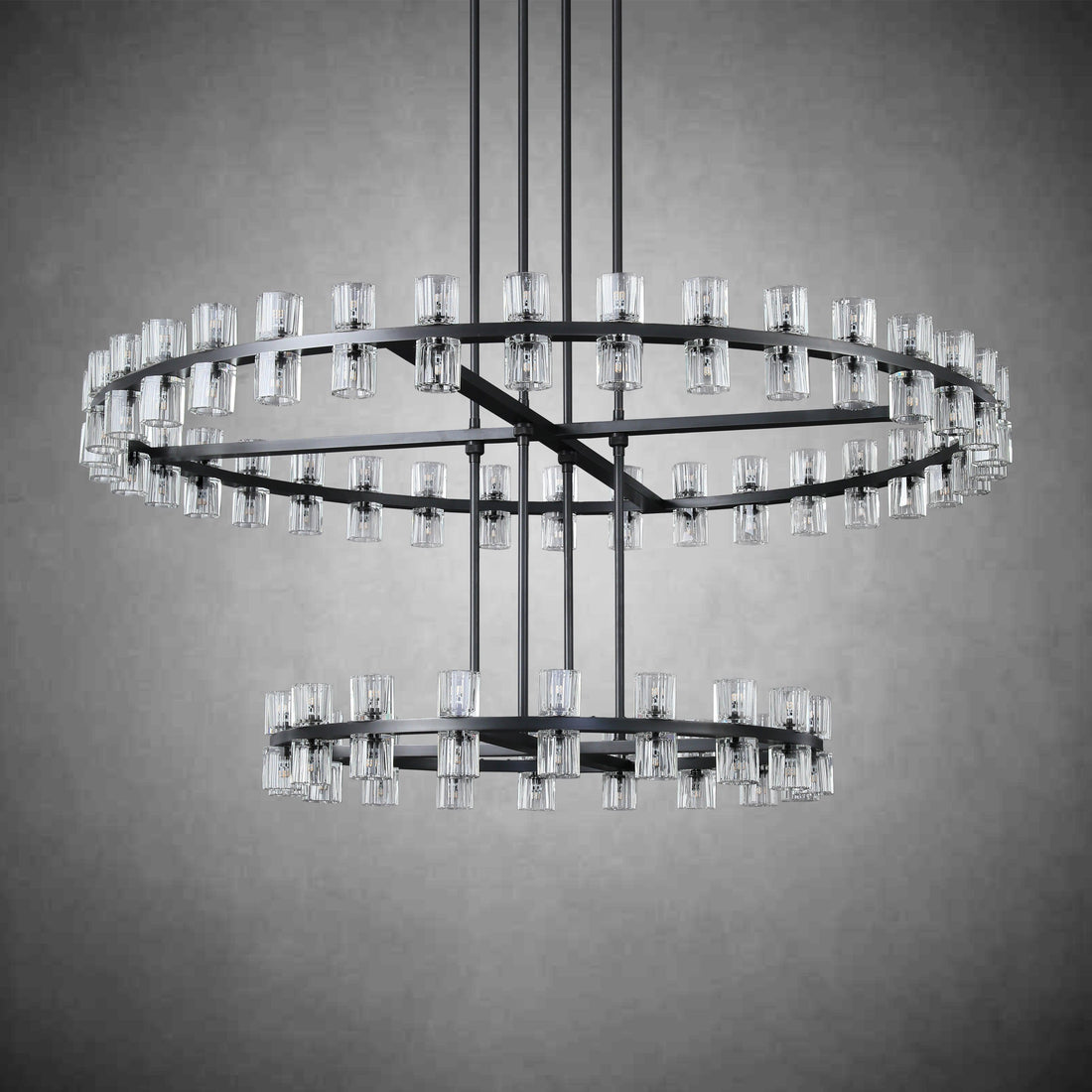 Arcochen Crystal 2-Tier Round Chandelier 60"