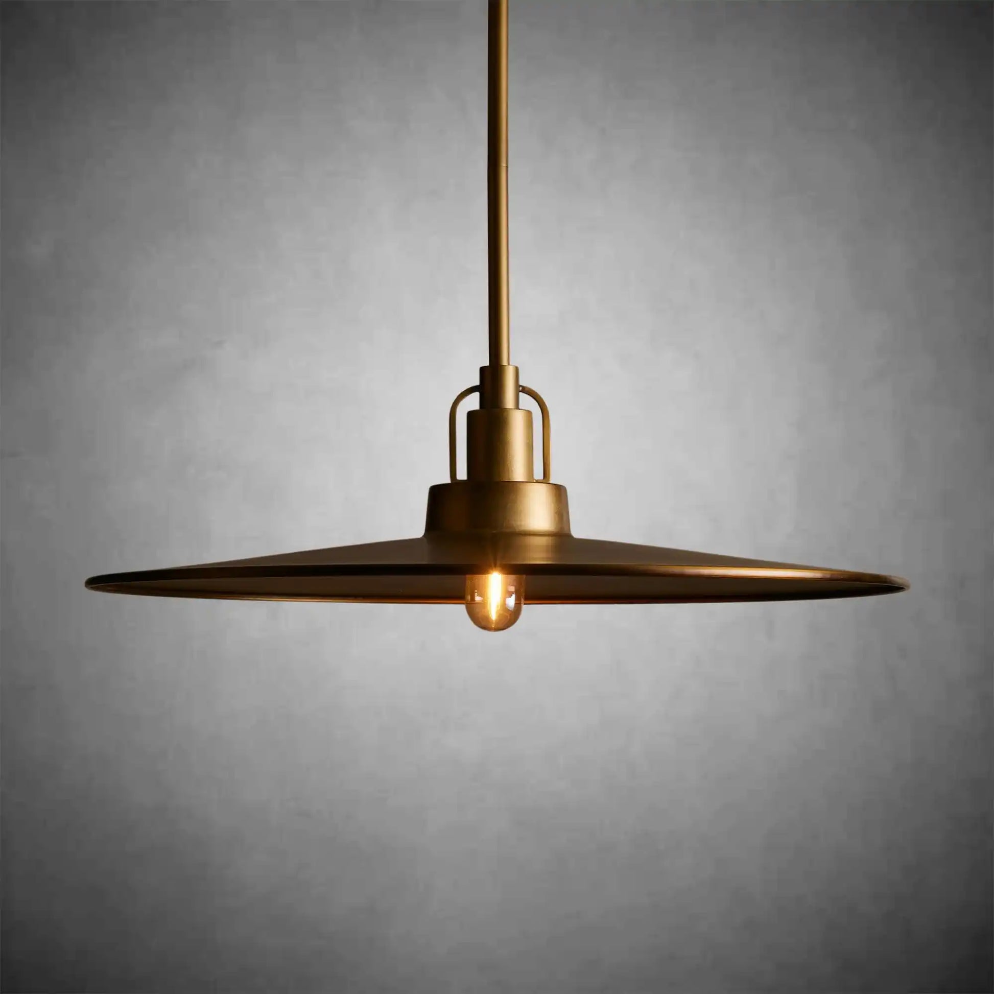 Argent Brass Finish Iron Pendant Light with Opal Glass Dome