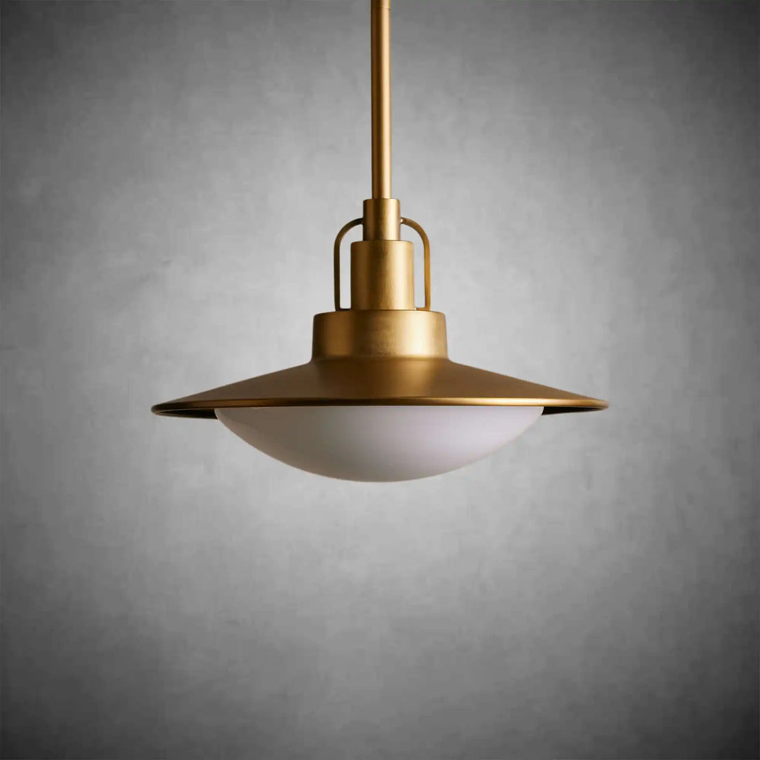 Argent Brass Finish Iron Pendant Light with Opal Glass Dome
