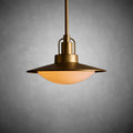 Argent Brass Finish Iron Pendant Light with Opal Glass Dome