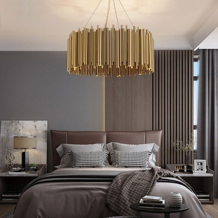 fancilighting Luxury Drum Gold Stainless Steel Chandelier for living room, dining room image | luxury lighting | luxury decor