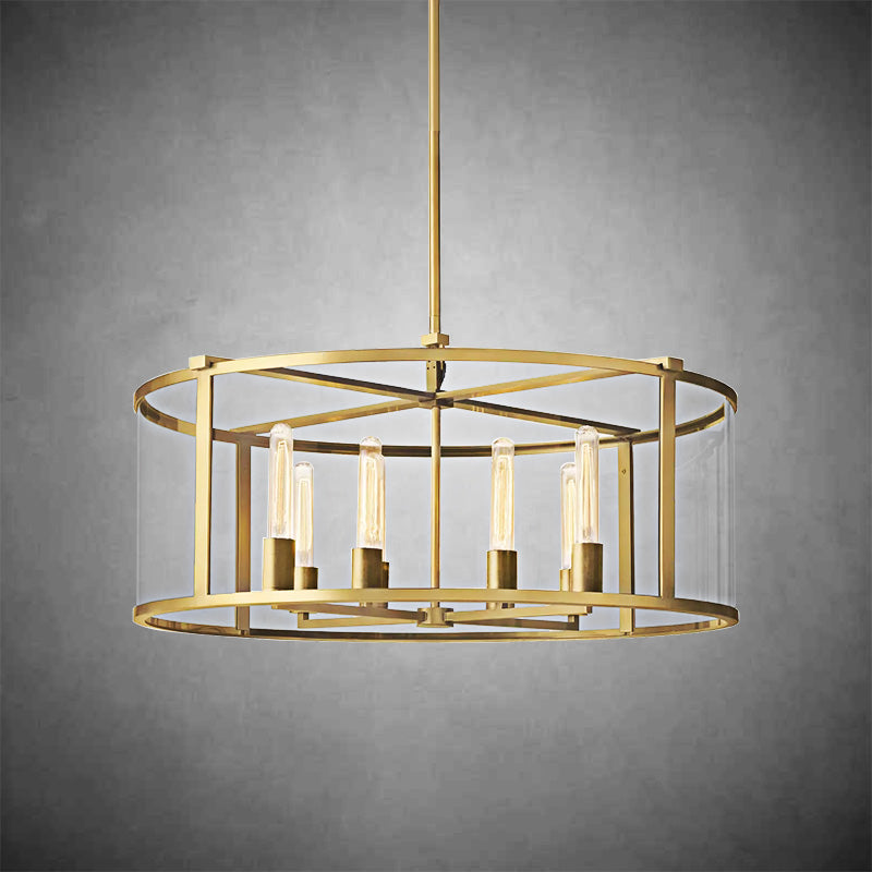 Backman Glass Lantern Modern Round Chandelier 33''44"55''