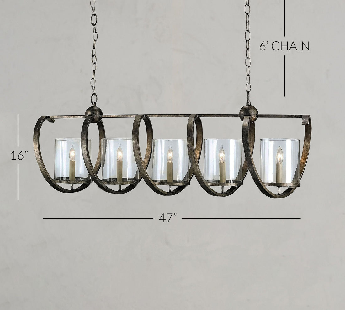 Bella Glass Chandelier 47"