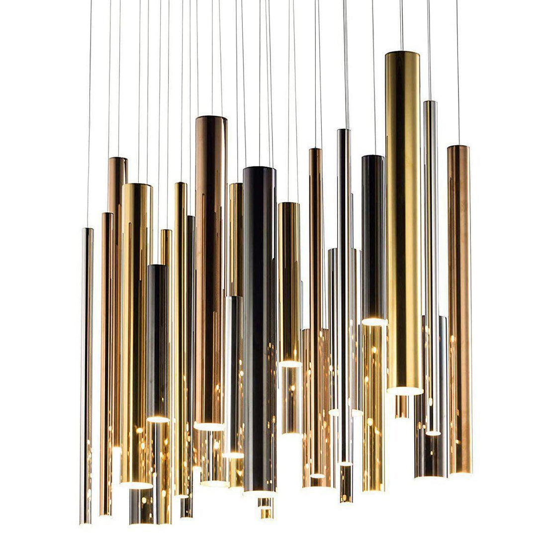 Bellini Round Metal Tubular Pendant Light Chandelier