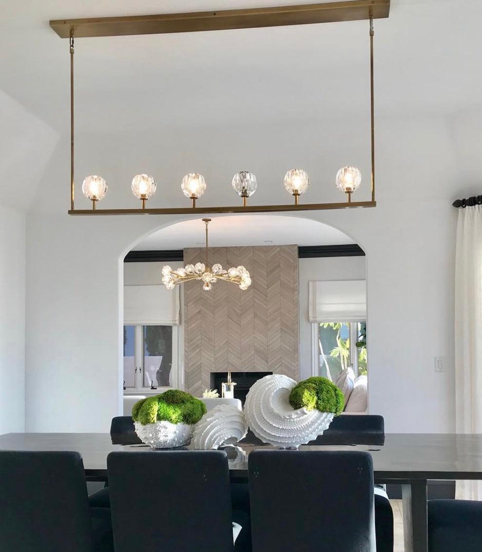 Bille De Crystal Ball Linear Chandelier 48” 60"