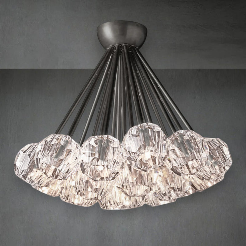 Bille De Crystal Glass Flushmount 24"