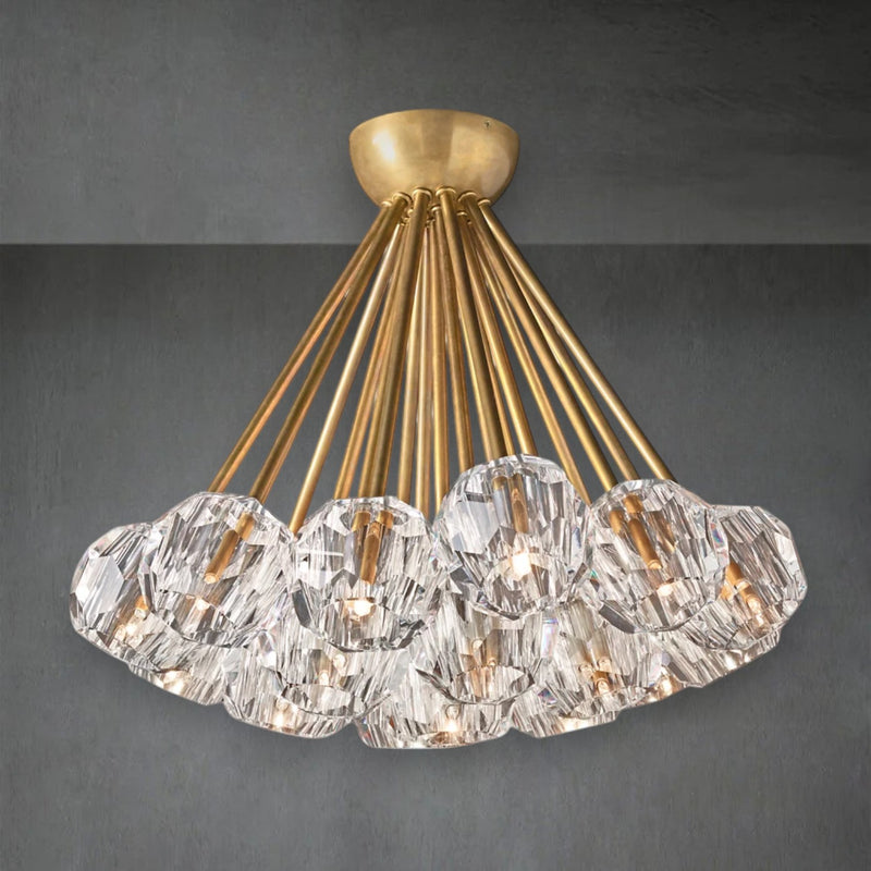 Bille De Crystal Glass Flushmount 24"