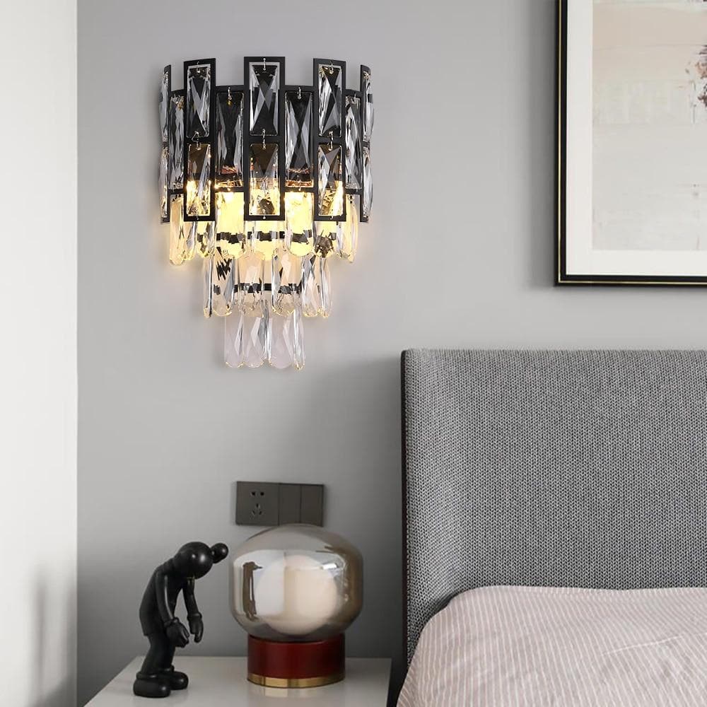 Black Clear Crystal Wall Sconce