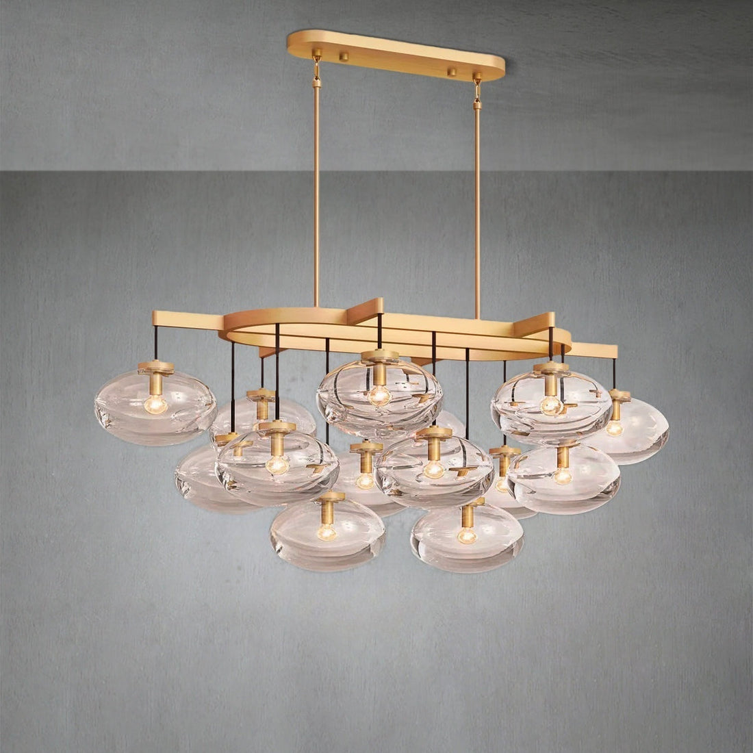 Cabretle Clear Glass Linear Chandelier 54"