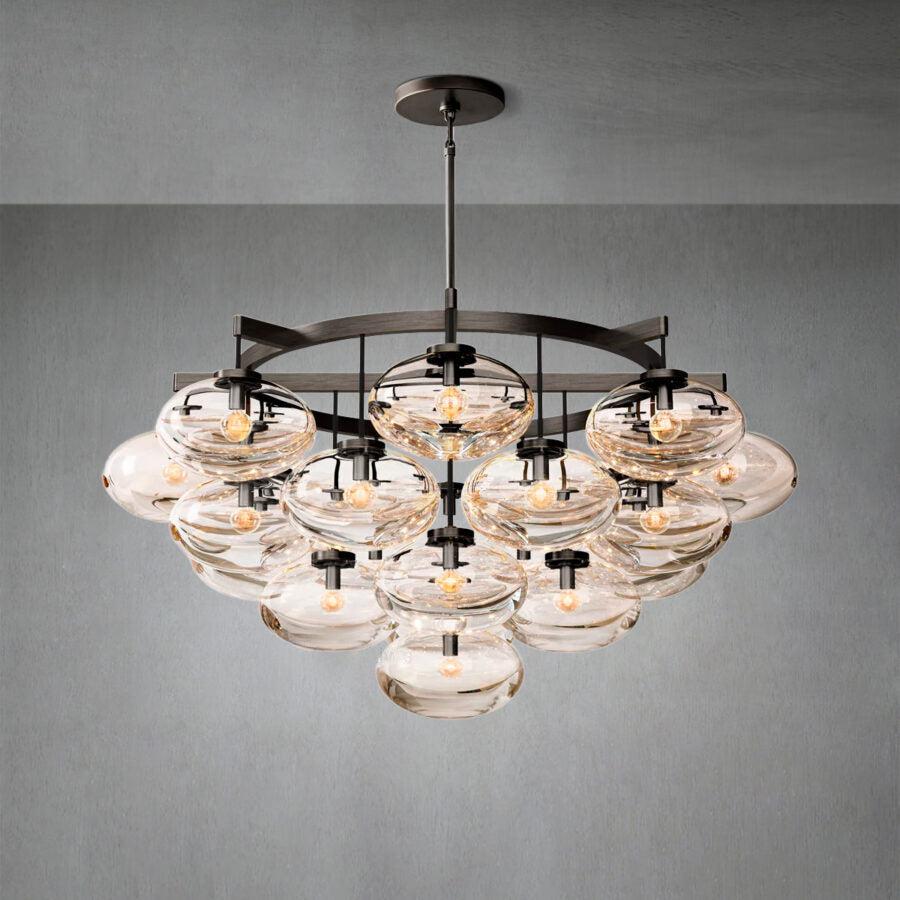 Cabretle Clear Glass Round Chandelier 48"