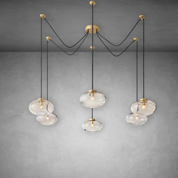 Cabretle Clear Glass Suspended Chandelier 84"