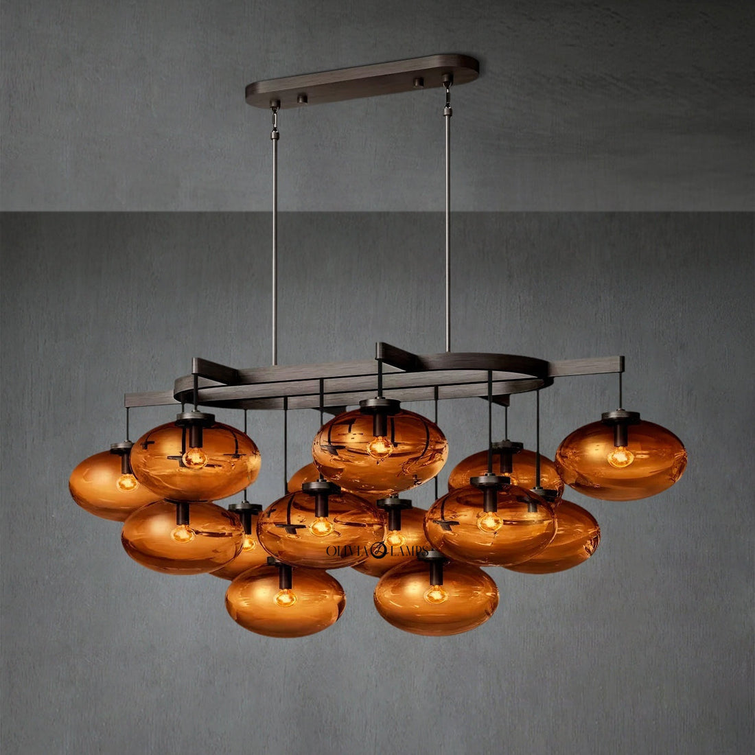 Cabretle Smoke Glass Linear Chandelier 54"